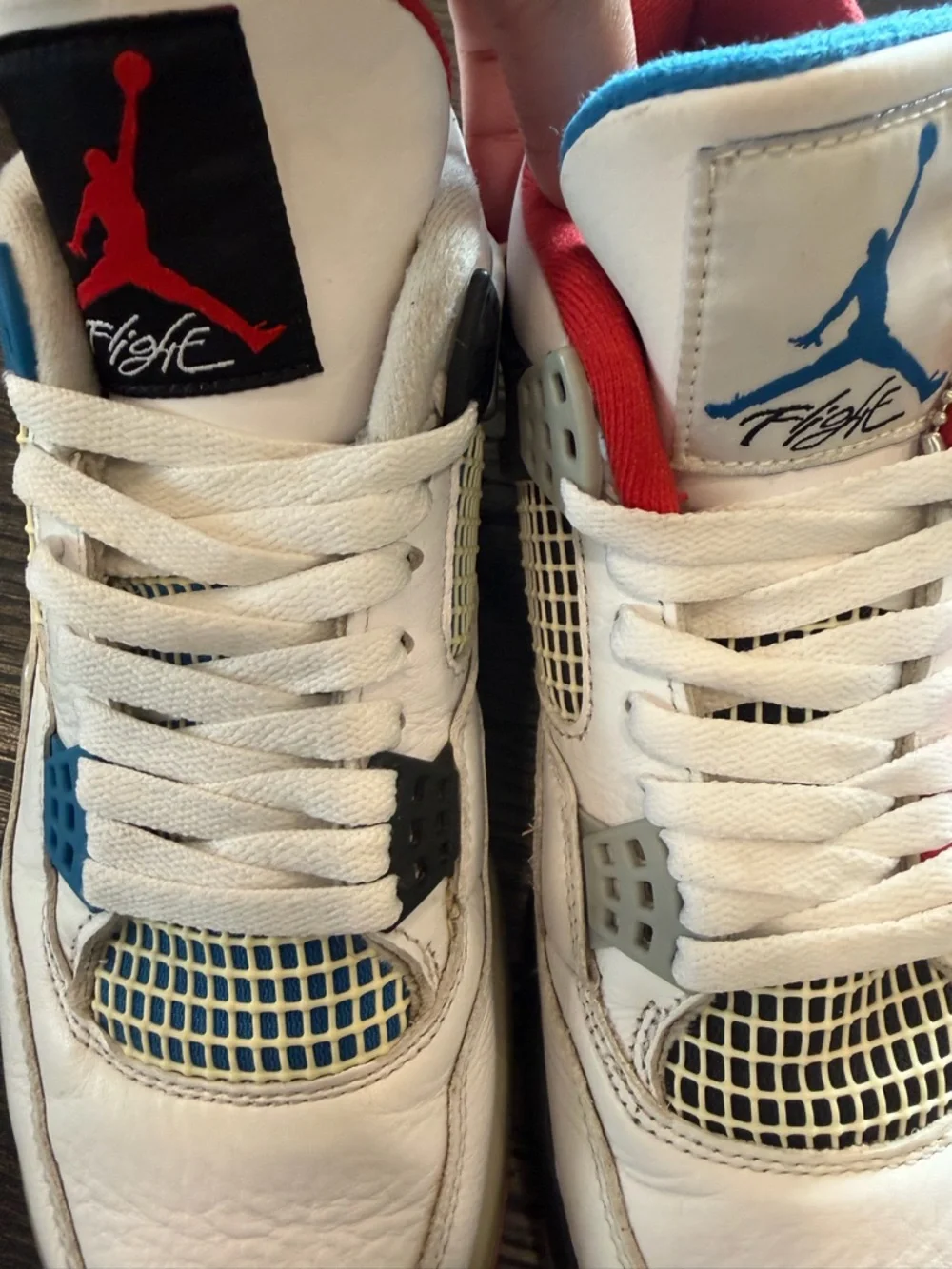 Men Size 9 Jordan 4 Retro What The 4 Fire Red Military Blue Tech Grey White